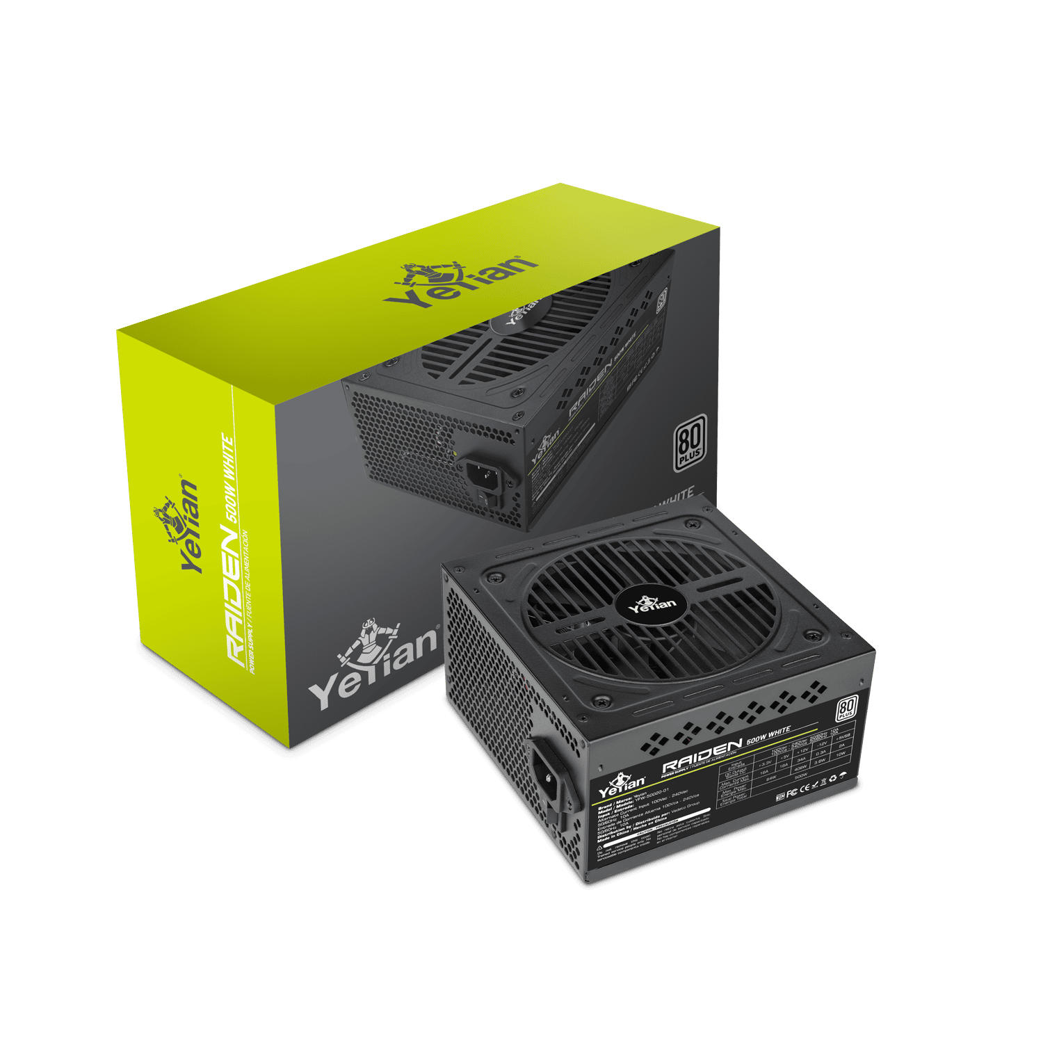 Yeyian Power Supply Raiden 500W 80 Plus White ATX 2.0 Non-Modular - SKU YFW-50020-01