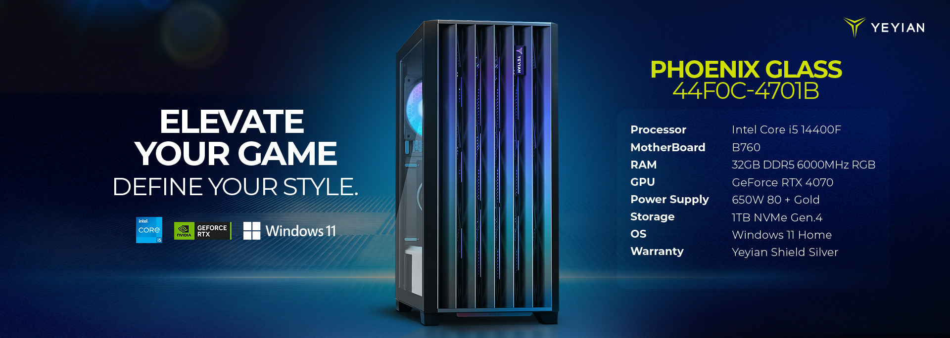 Yeyian Yumi 24F0B-36T1U - Intel Core i5 12400F - 16GB DDR4 - Nvidia RTX 3060 Ti - SKU: YPI-YU24F0B-36T1U