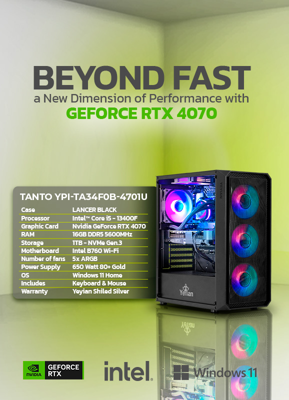 Yeyian Yumi 24F0B-36T1U - Intel Core i5 12400F - 16GB DDR4 - Nvidia RTX 3060 Ti - SKU: YPI-YU24F0B-36T1U