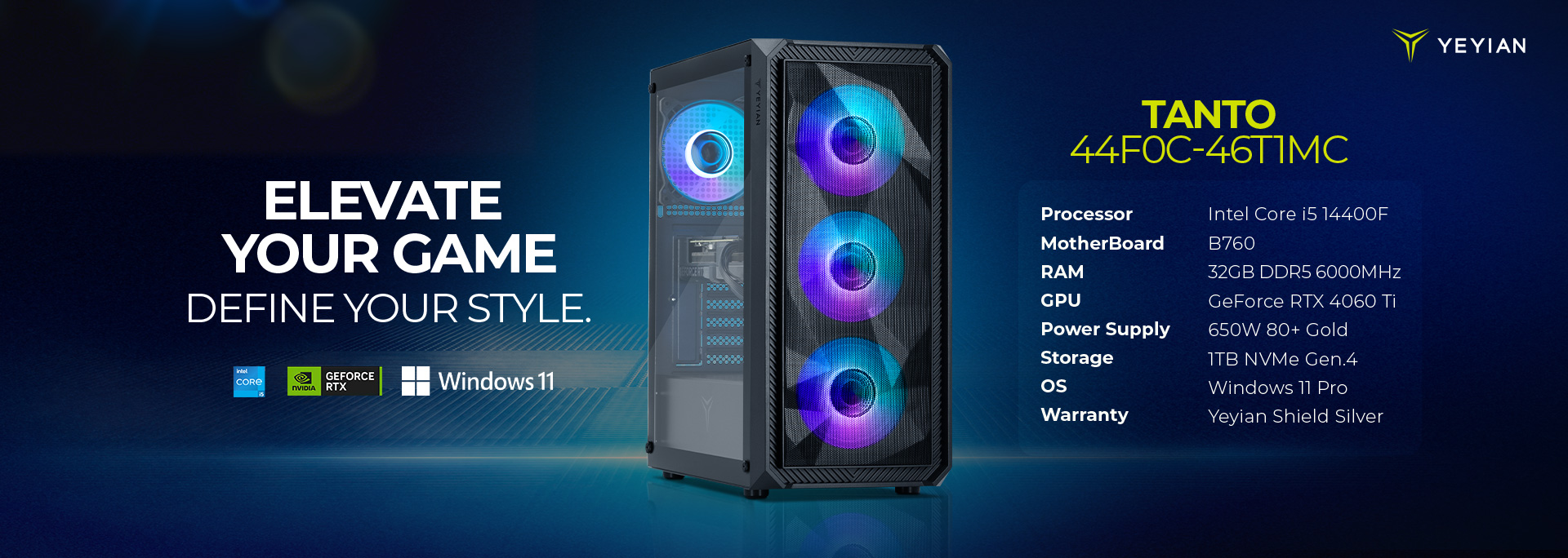 Yeyian Yumi 24F0B-36T1U - Intel Core i5 12400F - 16GB DDR4 - Nvidia RTX 3060 Ti - SKU: YPI-YU24F0B-36T1U