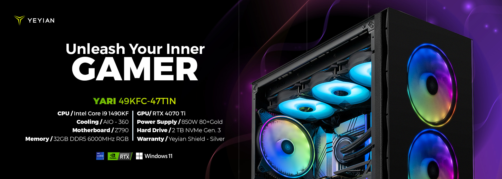 Yeyian Yumi 24F0B-36T1U - Intel Core i5 12400F - 16GB DDR4 - Nvidia RTX 3060 Ti - SKU: YPI-YU24F0B-36T1U