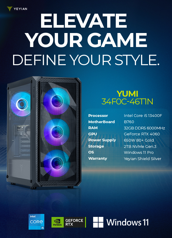 Yeyian Yumi 24F0B-36T1U - Intel Core i5 12400F - 16GB DDR4 - Nvidia RTX 3060 Ti - SKU: YPI-YU24F0B-36T1U