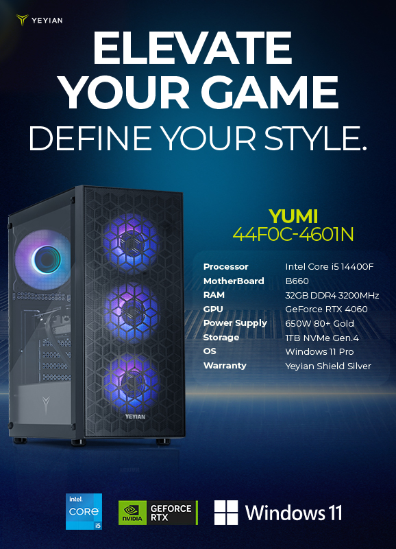 Yeyian Yumi 24F0B-36T1U - Intel Core i5 12400F - 16GB DDR4 - Nvidia RTX 3060 Ti - SKU: YPI-YU24F0B-36T1U