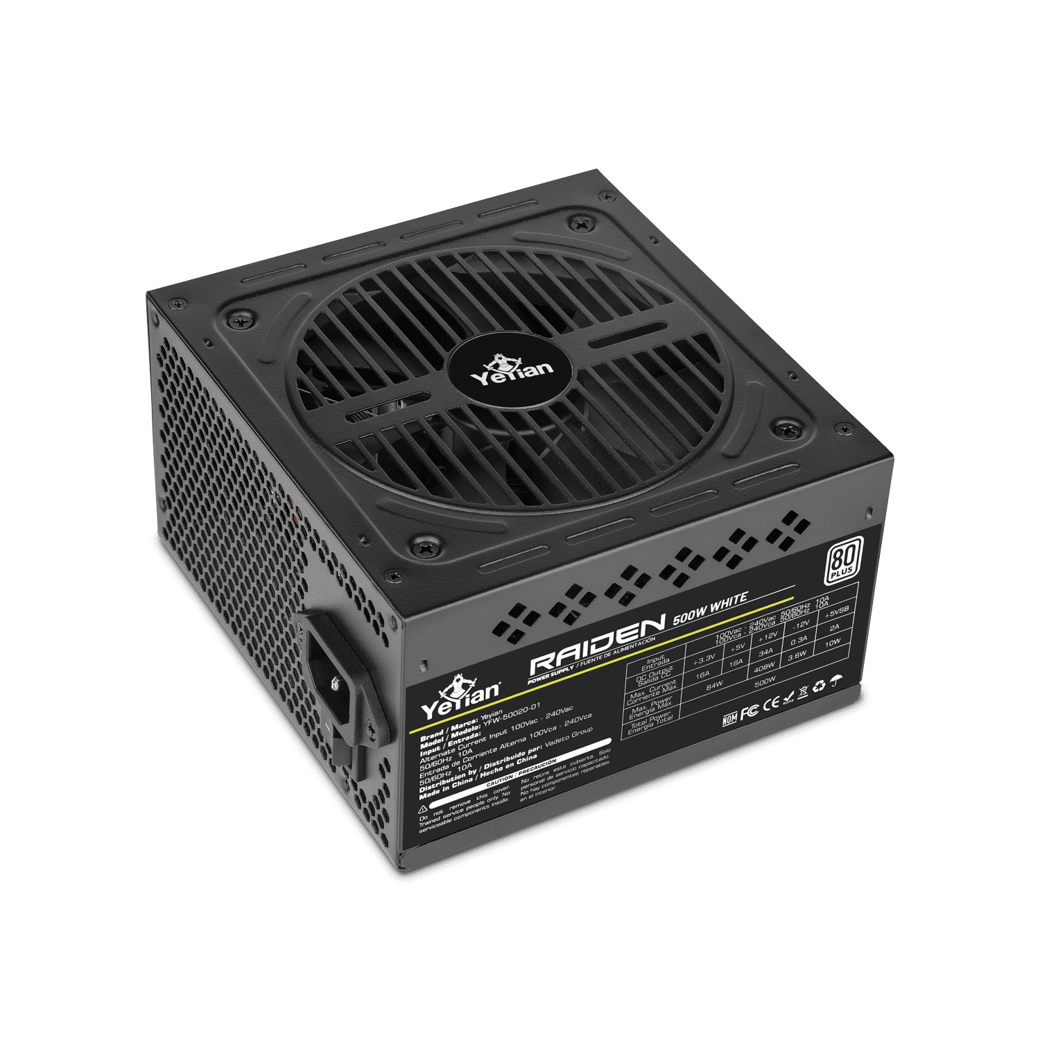Yeyian Fuente de Alimentación Raiden 500W 80 Plus White ATX 2.0 Non-Modular - SKU: YFW-50020-01