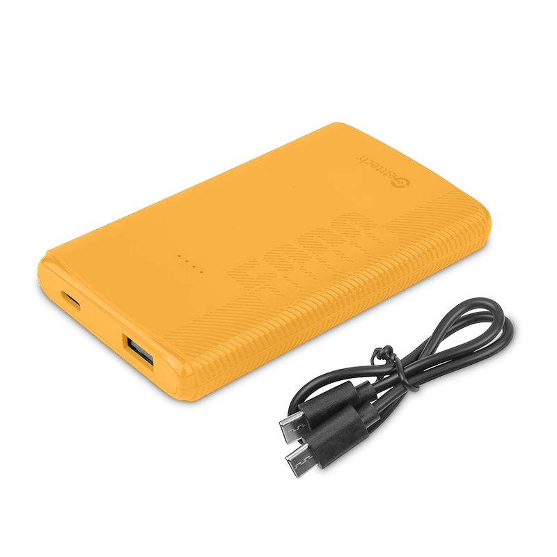 Getttech Power Bank, 5,000 mAh, USB-A/USB-C, Amarillo - Modelo: GBN-E5KCS-01