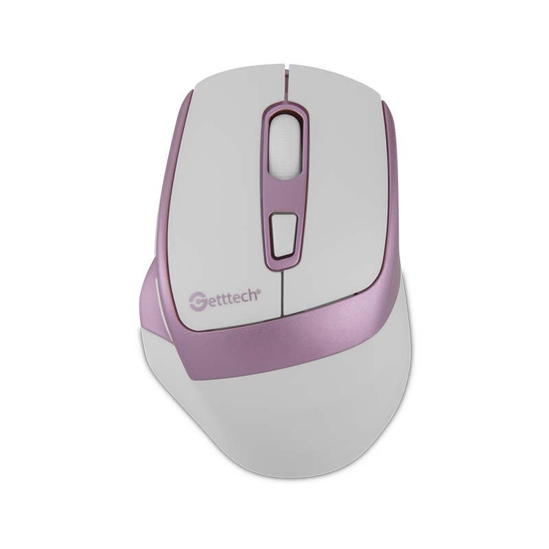 Getttech Mouse Ergonómico Inalámbrico 6D, 1,600 DPI, USB-A, Blanco/Rosa- Modelo: GGM-STDBW-01-PK