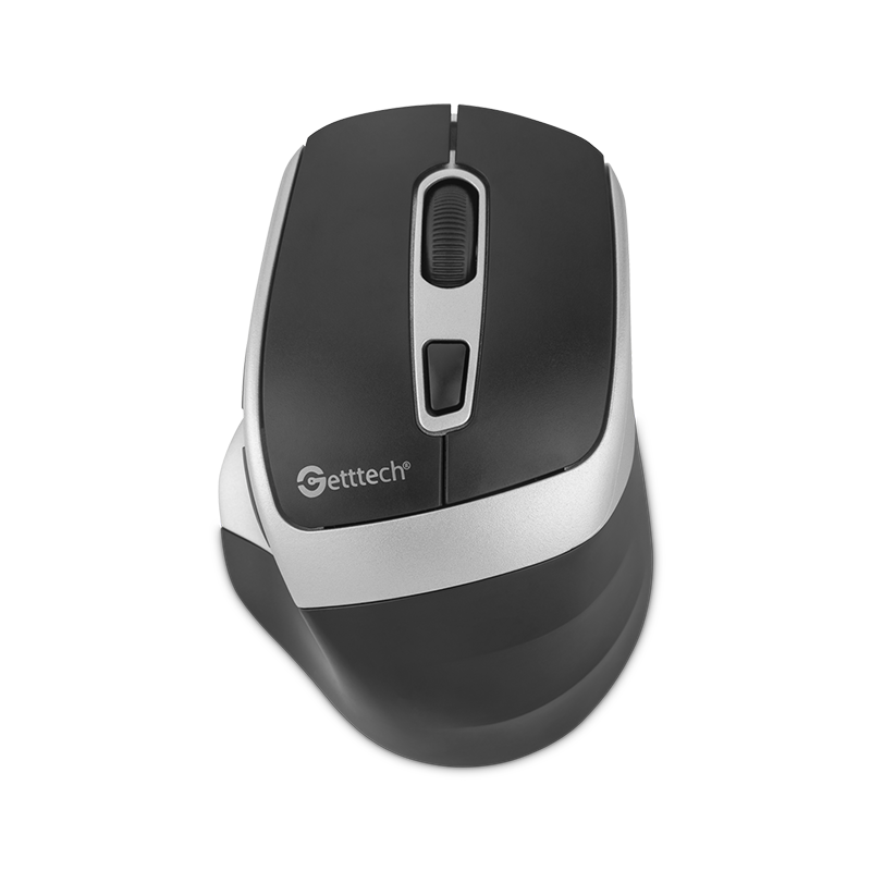 Getttech Mouse Ergonómico Inalámbrico 6D, 1,600 DPI, USB-A, Negro/Plata- Modelo: GGM-STDBW-01-SL