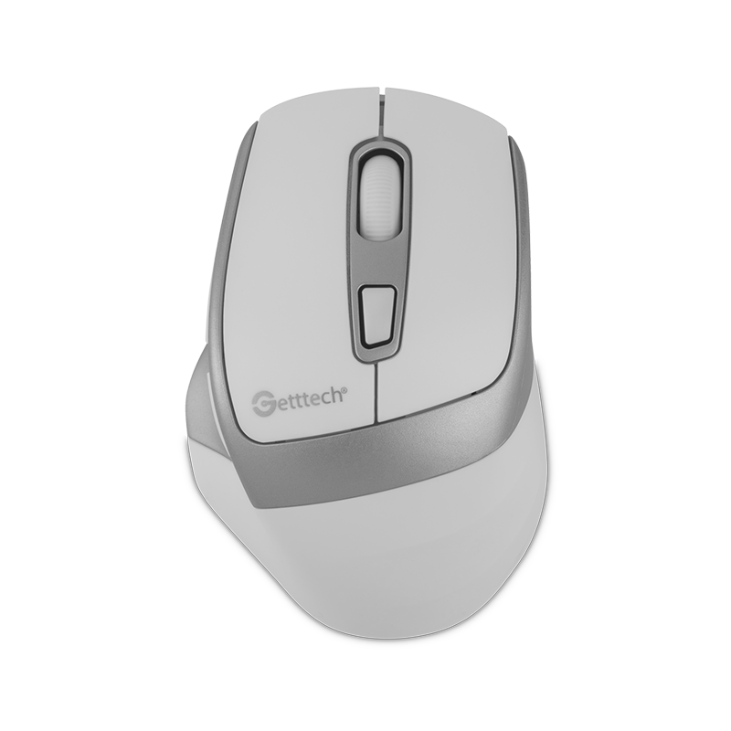 Getttech Mouse Ergonómico Inalámbrico 6D, 1,600 DPI, USB-A, Blanco/Plata- Modelo: GGM-STDBW-01-WH