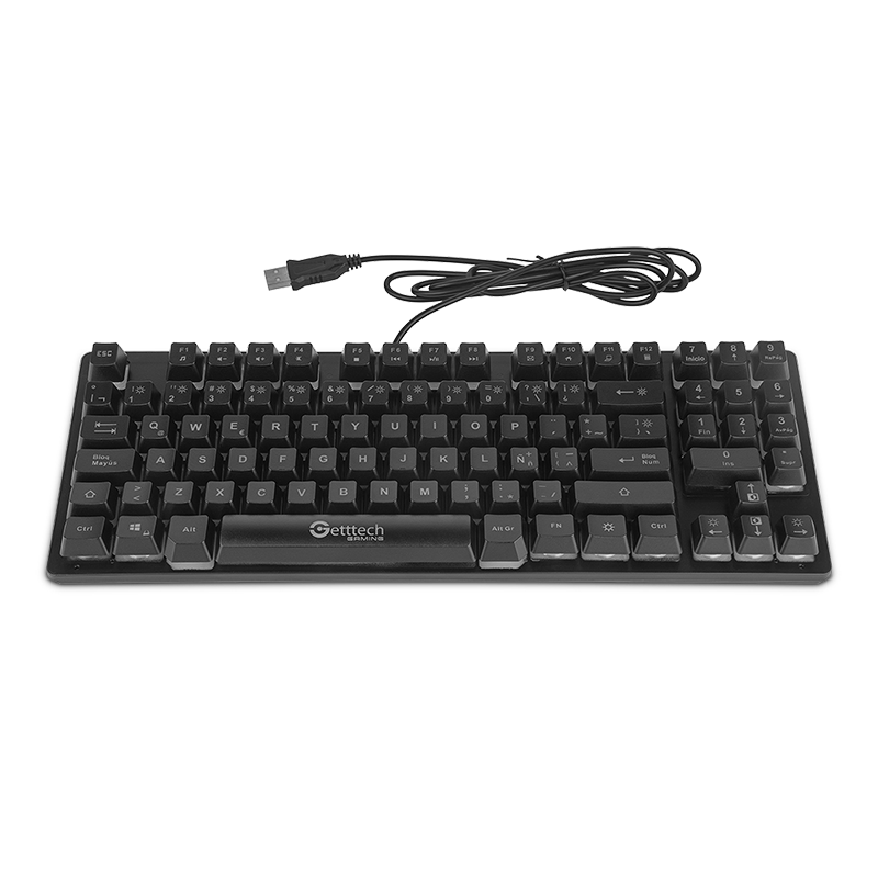 Getttech Gaming Teclado Gamer TKC RGB, Membrana, Alámbrico, Negro - Modelo: GPK-ESMWR-G2
