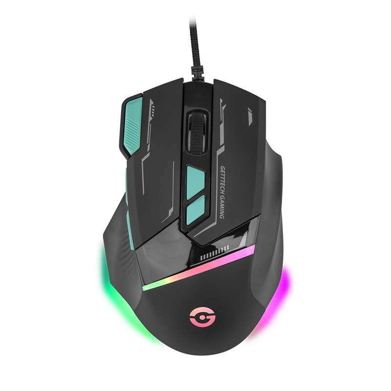 Getttech Mouse Gamer en Negro  Azul - Modelo: GPM-RGBWR-G1-BK