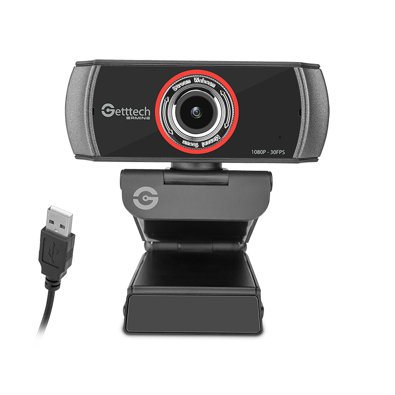 Getttech Gaming Webcam para Streaming, Full HD, 2 MP, con Micrófono - Modelo: GPW-FHDMF-G1