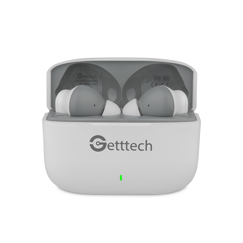 Getttech Auriculares Inalámbricos ANC, Bluetooth 5.2, USB-C con Cancelación de Ruido, Blanco/Gris - Modelo: GUE-T8PBL-WG