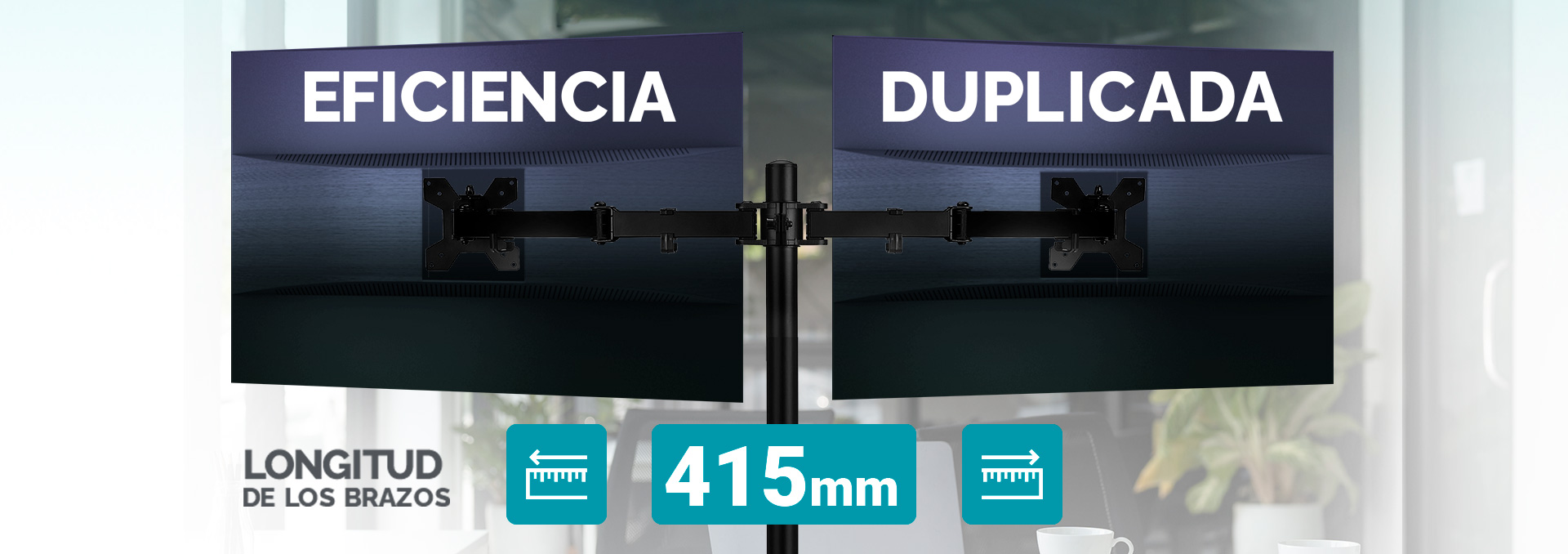 Getttech Soporte de escritorio para dos monitores Full motion 19-32 pulgadas - Modelo: GWM-DT232-01