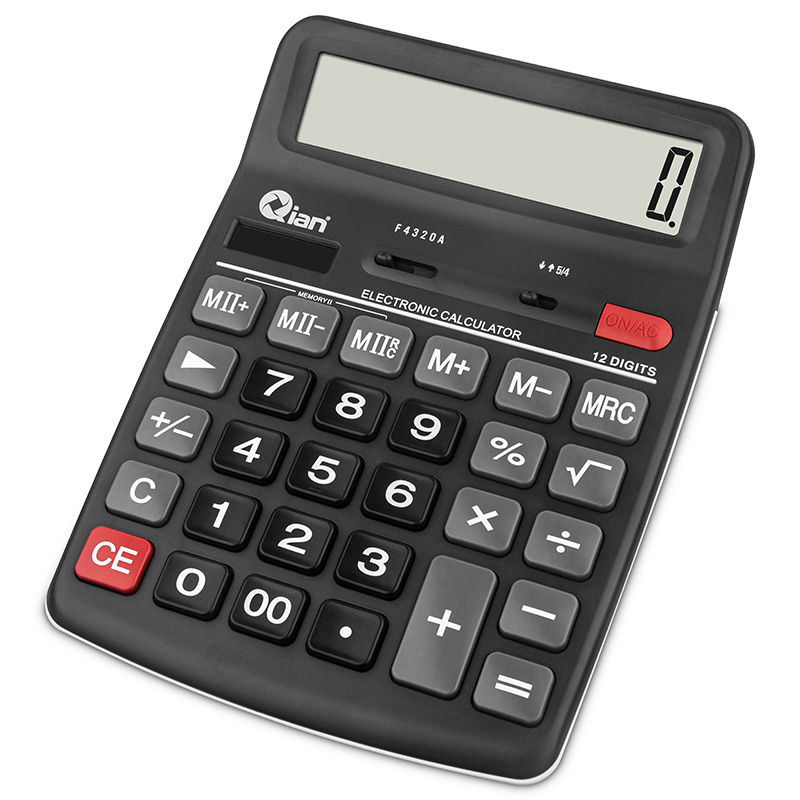 Qian Calculadora de Escritorio con Barra Decimal, Gris - Modelo: QYD-164EC-04