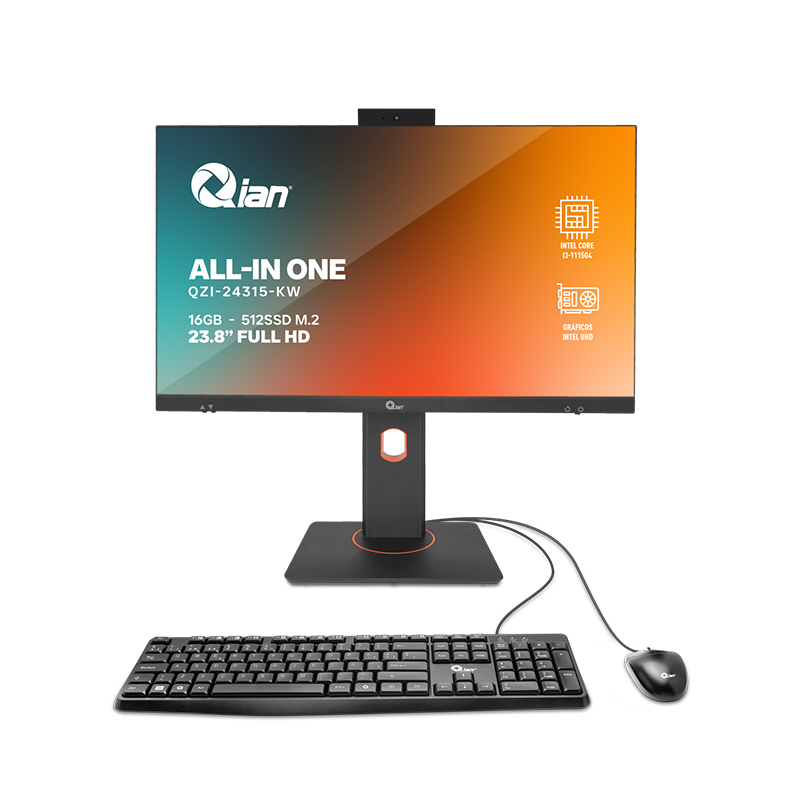 Qian All-in-One 23.8", Intel Core i3-1115G4, 16GB DDR4 RAM, 512GB SSD NVMe M.2 , Windows 11 Pro Prueba - Modelo: QZI-24315-KW