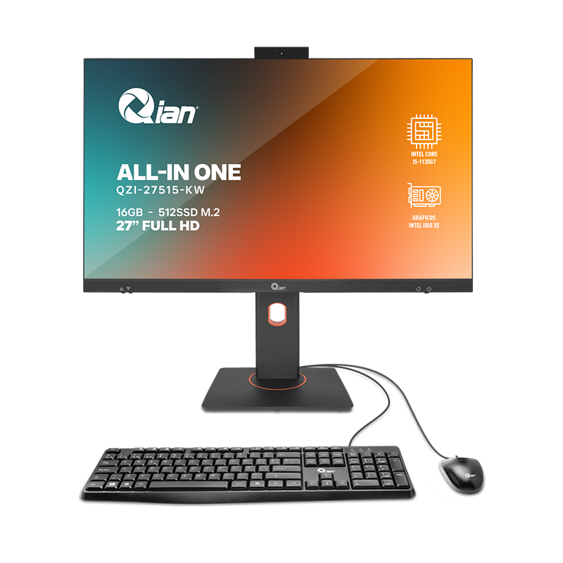 Qian All-in-One 27", Intel Core i5-1135G7, 16GB DDR4 RAM, 512GB SSD NVMe M.2, Windows 11 Pro Prueba - Modelo: QZI-27515-KW