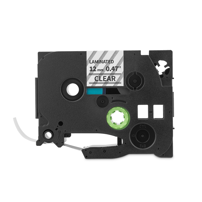 Qian Cinta de Etiquetas Laminada 6 Pack Negro sobre Transparente  12mm - Modelo: QZe-131