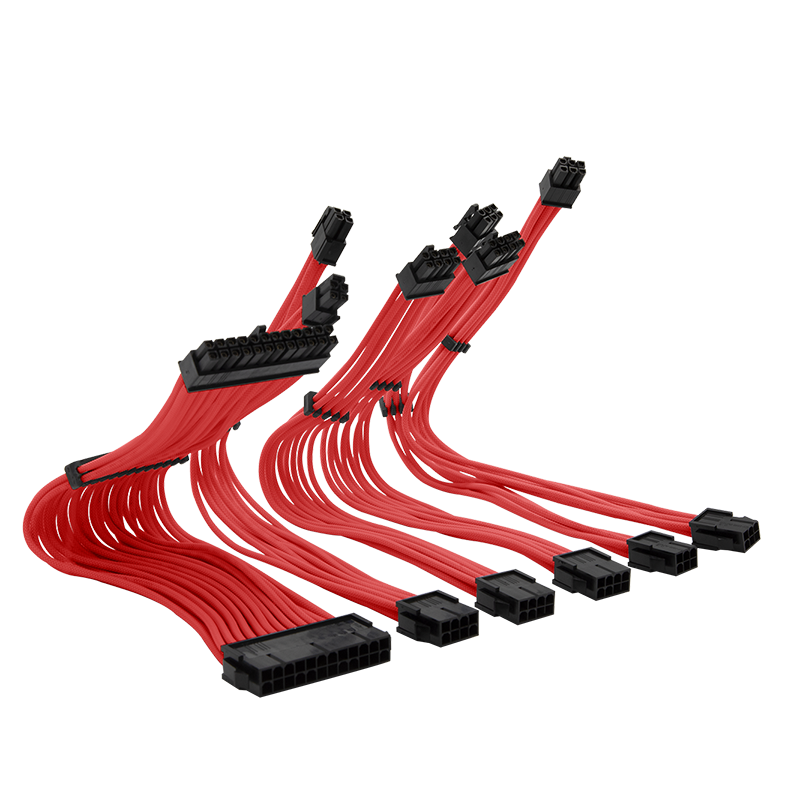 Yeyian PSU Cable de Extensión Kit Kabel Serie 1000, Rojo - Modelo: KS1000R