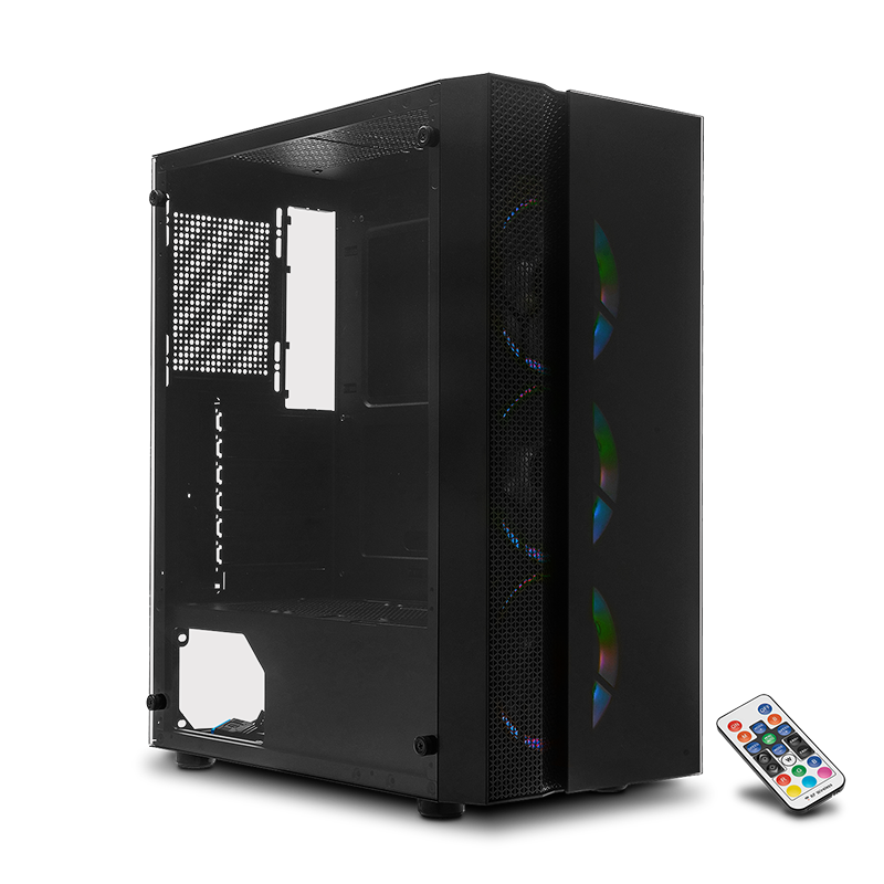 Yeyian Gabinete Gamer Rapture Series 2500, Media Torre, ATX/Micro-ATX/Mini-ITX, 3 Ventiladores Instalados, Negro - Modelo: YCH-7S3V-01BK