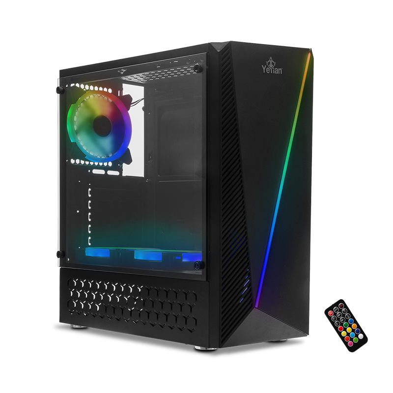 Yeyian Gabinete Gamer Crescent Master, Media Torre, ATX/Micro-ATX, 3 Ventiladores Instalados, Negro - Modelo: YCH-LAR7-01BK