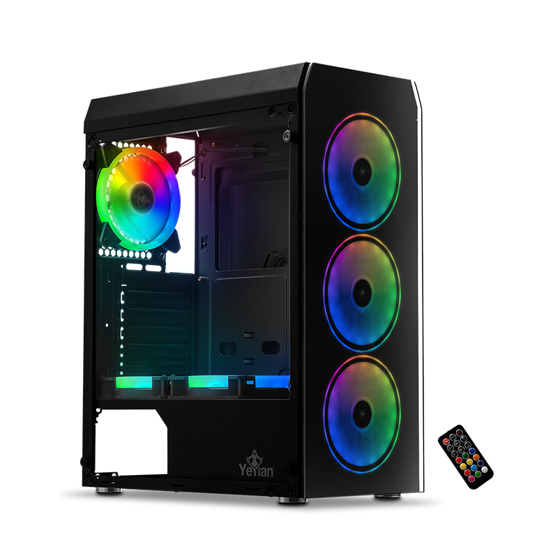Yeyian Gabinete Gamer Krypton, Media Torre, ATX/Micro-ATX, 3 Ventiladores Instalados, Negro - Modelo: YCH-MTA7-01BK