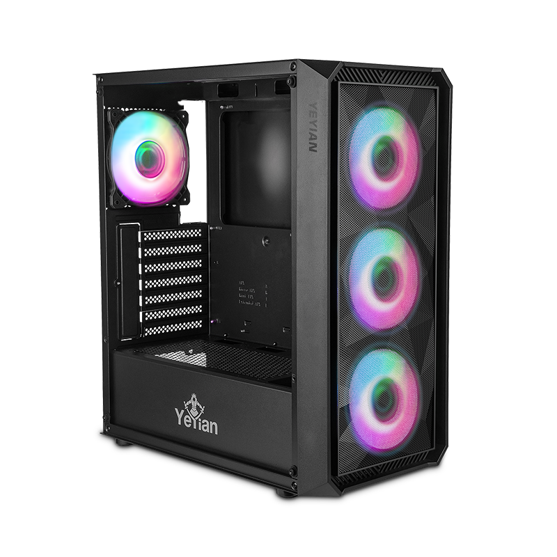 Yeyian Gabinete Gamer Lancer, Media Torre, ATX/Micro-ATX/Mini-ITX, 4 Ventiladoras Instalados, Negro - Modelo: YCM-APLAN-01