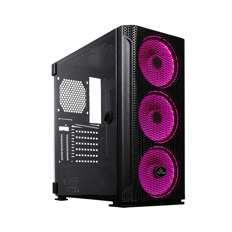 Yeyian Gabinete Gamer Hollow Serie 2500, Media Torre, ATX/EATX/Micro-ATX/Mini-ITX, 3 Ventiladores Instalados, Negro - Modelo: YGH-49703
