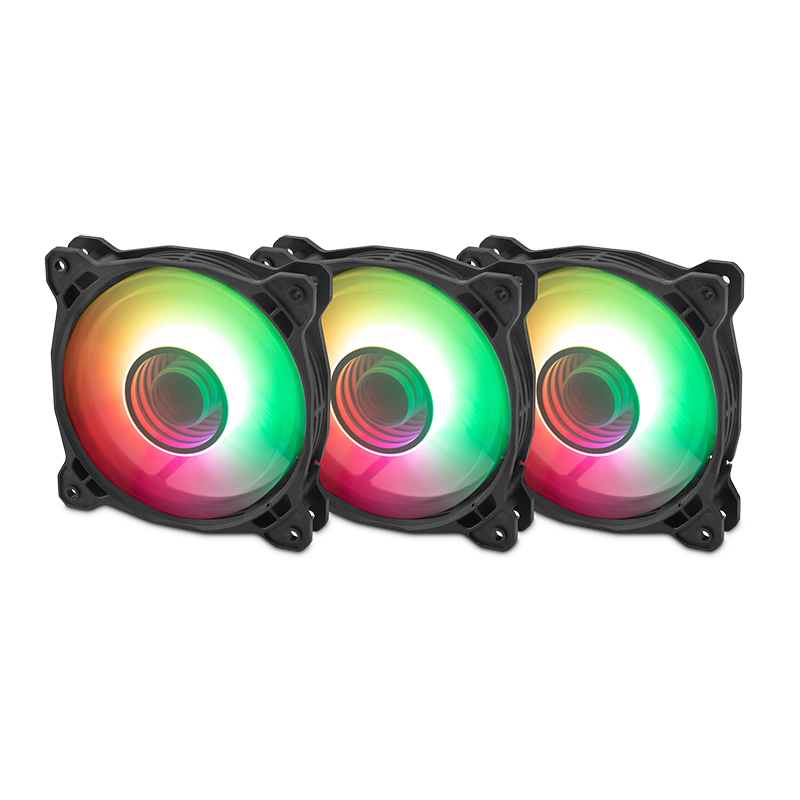 Yeyian Kit de 3 Ventiladores Typhoon, 120 mm, ARGB, Incluye Control Remoto y 2 Tiras de Luz RGB - Modelo: YCF-3KFS-01